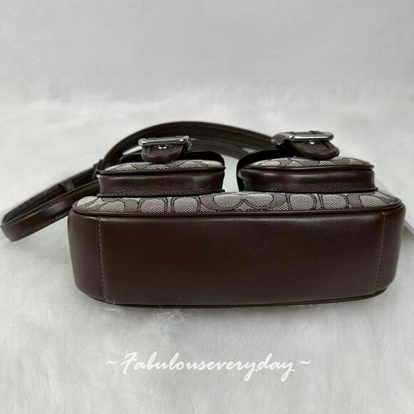 COACH Ashton Bag In Signature Jacquard Shoulder/Crossbody CBJ00 Silver/Oak/Maple - Picture 10 of 12